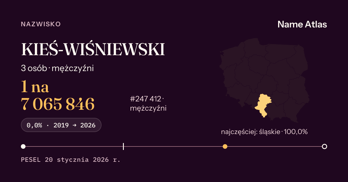 Karta nazwiska z liczbami z rejestru PESEL: KIEŚ-WIŚNIEWSKI